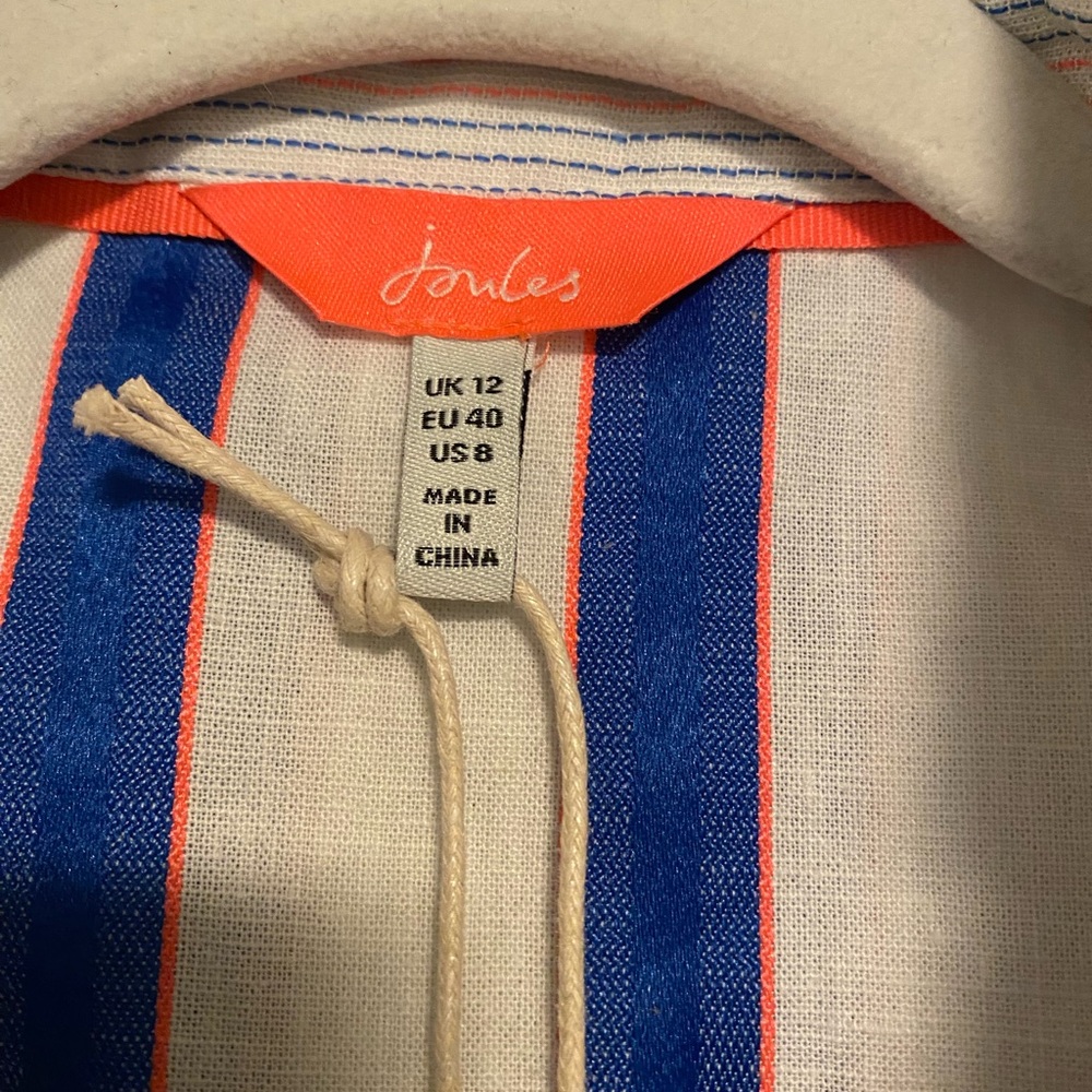NWT Joules Womens Blue and White Striped Button up Shirt UK12/US8 - Picture 2 of 8